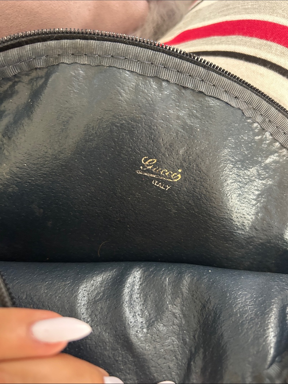 Authentic Gucci GG Supreme Beige Crossbody with Dark Blue Vintage and Rare - Picture 7 of 16